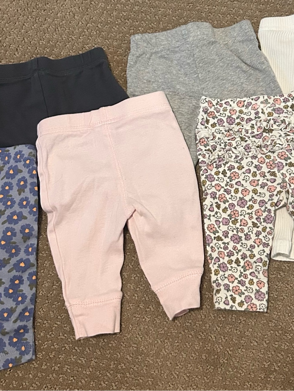 3 month, Bundle of 6 Cotton Leggings /Pants - Soft Everyday Bottoms